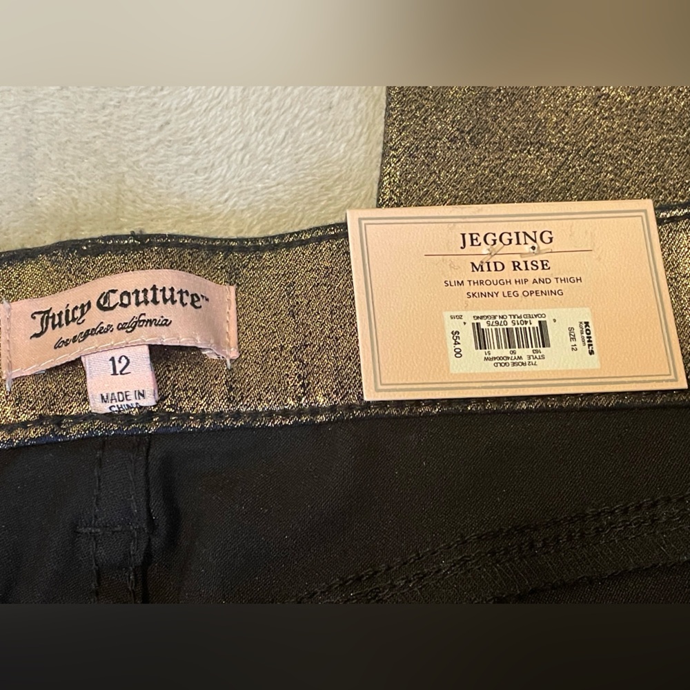 Juicy Couture Rose Gold Mid Rise Pull On Jeggings Womens 12 New - Picture 8 of 8